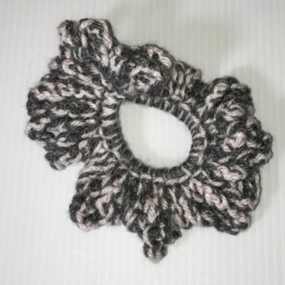 NWT Gray Pink Handmade Crocheted Hair Scrunchie